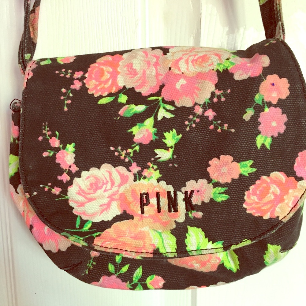 Victoria’s Secret black floral mini purse